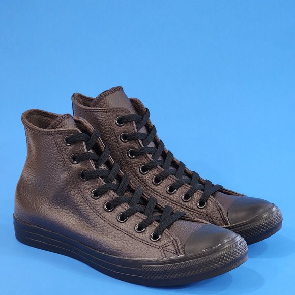 Converse CTAS Hi Velvet Brown/Black Unisex Leather Sneakers 172012C NWT - Picture 1 of 6